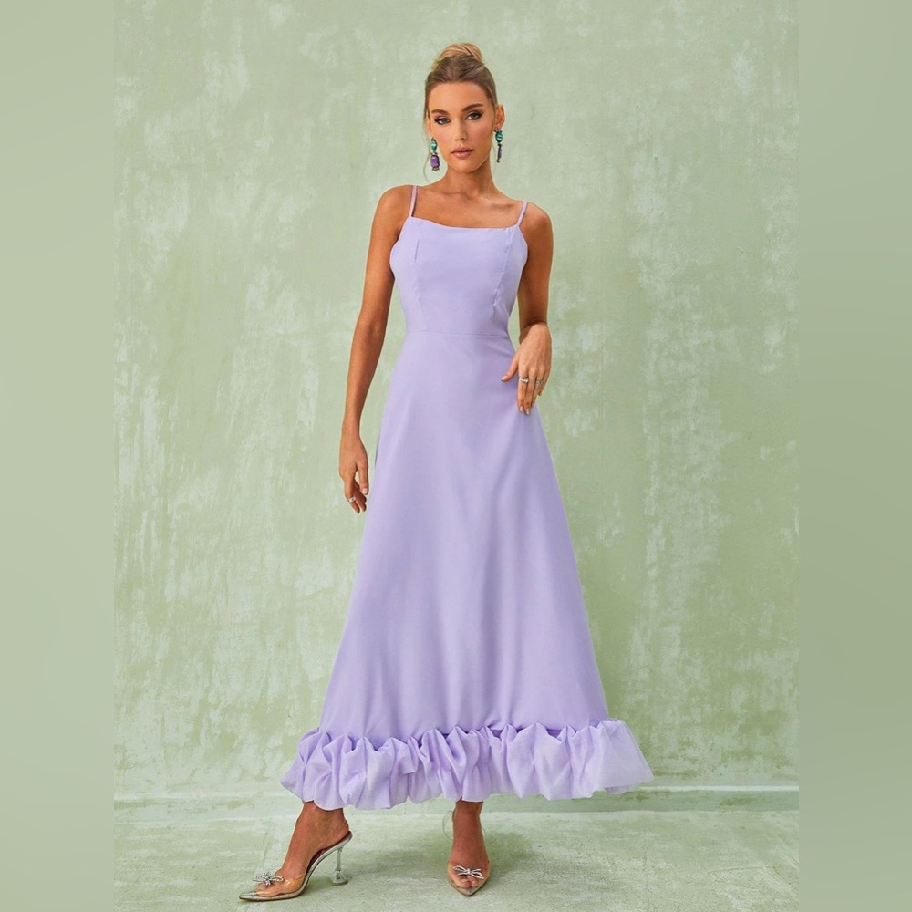 Ilsa Spaghetti Maxi Dress In Violet